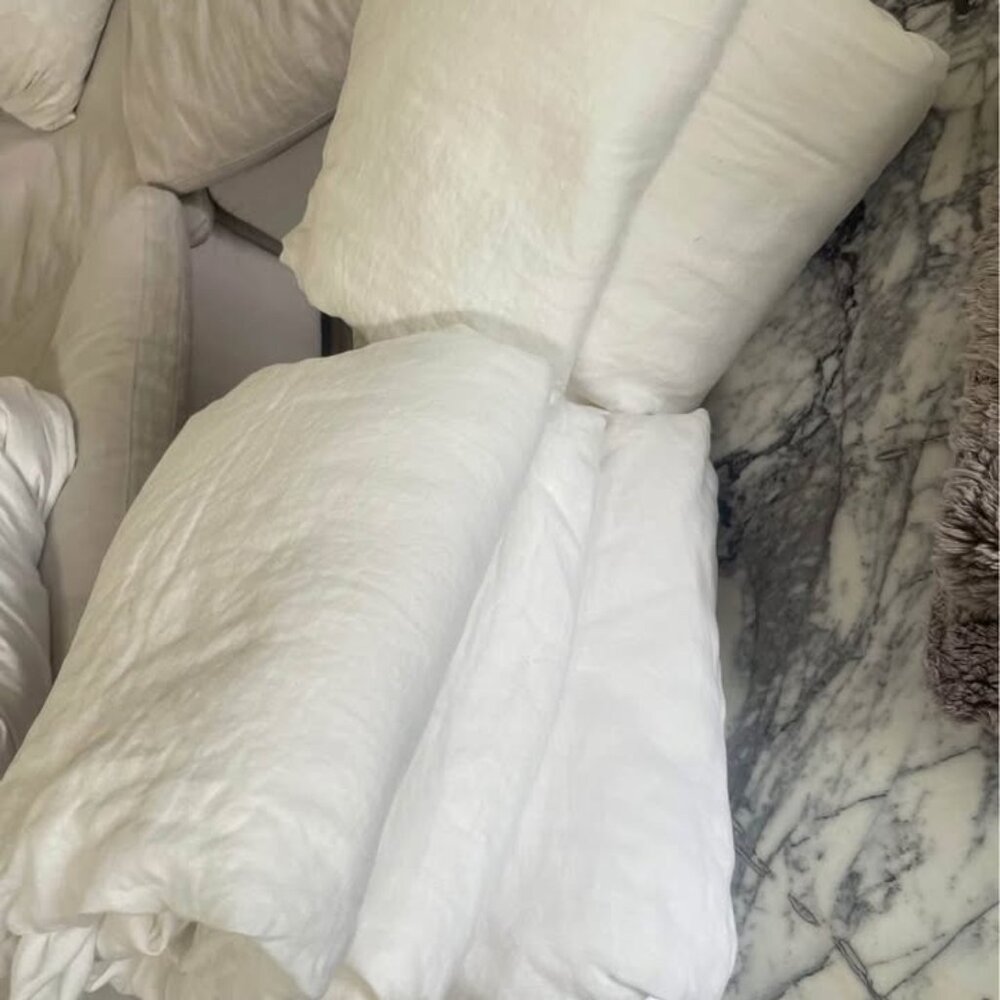 Pottery Barn White Full/Queen Belgian Flax Linen Duvet Cover